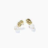 Chic Style Pearl Pendant Gold Charm Stud Earrings - Gold