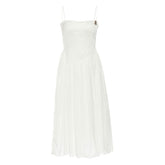 Classy Sweetheart Metallic Accent Gathered Drop Waist Slip Midi Dress