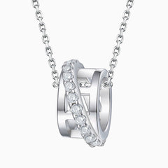 Conjunto de joyas de plata de ley con triple aro y circonita cúbica pavé cruzado