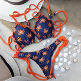 Trendiger Bikini mit Farbblock-Blumendruck