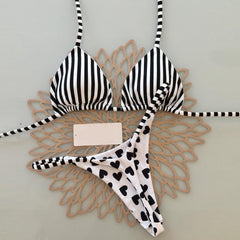 Heart Print Sling Two-piece Swimsuit