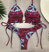Hawaiian floral fringed bikini