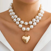 Elegant Goth Pearl Bead Necklace Set