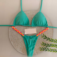 Contrasting Color Sling Two-piece Swimsuit