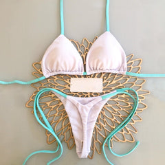 casual solid color printed bikini