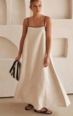 Modisches, einfarbiges, ärmelloses, lockeres Kleid mit Trägern für Damen