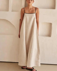 Modisches, einfarbiges, ärmelloses, lockeres Kleid mit Trägern für Damen