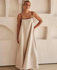 Modisches, einfarbiges, ärmelloses, lockeres Kleid mit Trägern für Damen