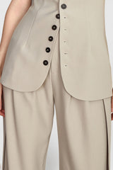 Pantalones elegantes de cintura alta - Beige