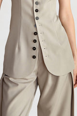 Pantalones elegantes de cintura alta - Beige