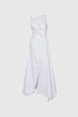 Vestido midi irregular - Blanco