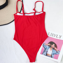 Glamorous Ruched Square Neck Cami Cheeky Brazilian One Piece Swimsuit