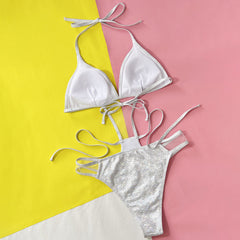 Glitter Gingham Mesh Panel Cheeky Cutout Monokini Brazilian One Piece Swimsuit