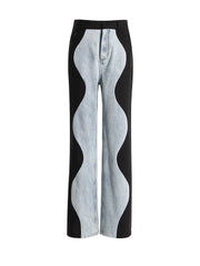 High Waist Color-Block Wide Leg Jeans | Spring Fashion