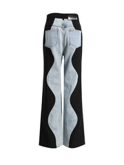 High Waist Color-Block Wide Leg Jeans | Spring Fashion