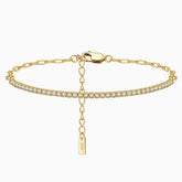 Iced Out Halbes Tennisarmband aus Sterlingsilber mit Zirkonia und Büroklammergliedern