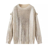 Schicker Kapuzenpullover mit Metallic-Rippbesatz für Damen