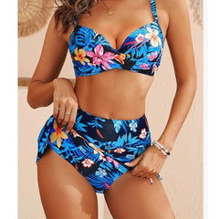 Trägerbikini im Hawaii-Resort-Stil mit Print