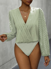 V-neck See-Through Long-Sleeved Jumpsuit