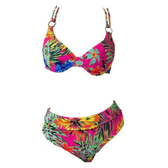 Bikini mit Schlitz und Schleife im Tube-Top mit Farbdruck