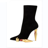 Lipbooty Stiefeletten aus Wildleder und Samt mit spitzer Zehenpartie – Elegante High Heels