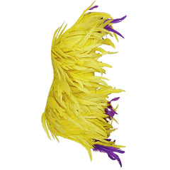 Feather Trim One Shoulder Crepe Mini Dress - Yellow