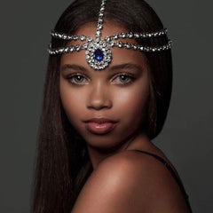 Gem Detail Crystal Embellished Layered Head Chain - Silver