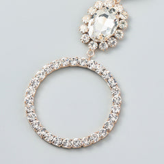 Pendientes triples con detalles de gemas y cristales - Oro