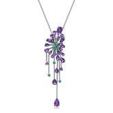 Halskette mit Anhänger aus grünem Nano-Smaragdstern und natürlichem Amethyst