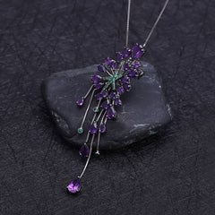Collar con colgante de amatista natural con estrella nanoesmeralda verde