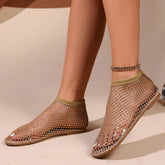 Crystal Embellished Mesh Ballet Flats