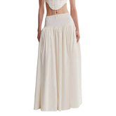 Cremefarbener gerüschter Midirock