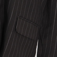 Oversized Crystal Embellished Cutout Single Breasted Lapel Collar Striped Blazer