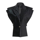 Chaleco de piel de mezcla de algodón con solapa con muesca y un solo botón con estampado de cocodrilo de primera calidad