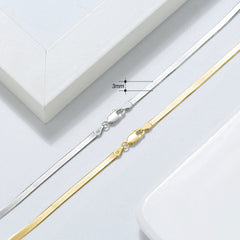 Quiet Sided Snake Sterling Silver 3MM Flat Chain Necklace