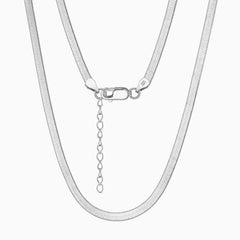Quiet Sided Snake Sterling Silver 3MM Flat Chain Necklace