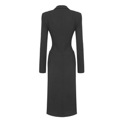 Rebellious Lapel Padded Long Sleeve Cut Out Buckle Cinched BlazerMatching Set