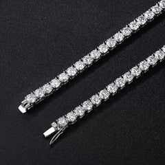 Rhodium Plated Sterling Silver 5MM Cubic Zirconia Tennis Chain Necklace