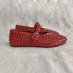 Mocasines con remaches de cristal para mujer - Bailarinas informales