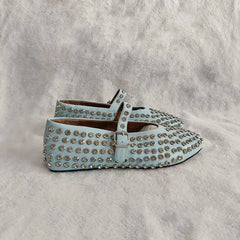 Mocasines con remaches de cristal para mujer - Bailarinas informales