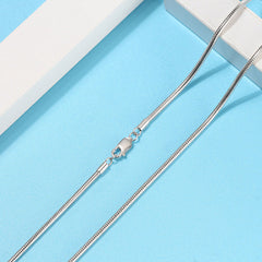 Round Snake Rhodium Plated Sterling Silver 1MM Chain Necklace