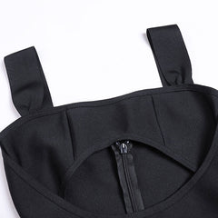 Sexy Bandage-Jumpsuit mit Ausschnitt, quadratischem Ausschnitt, Strumpfhalter und geradem Bein