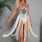 Fringe Granny Square Crochet Knit Brazilian Beach Cover Up Top