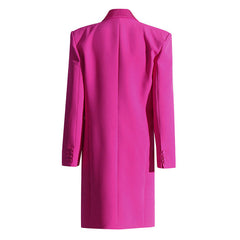 Shimmering Crystal Notch Lapel Padded Long Sleeve Single Breasted BlazerCoat