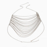 Schimmerndes Neckholder-Top mit Kettengliedern und Zirkonia