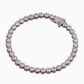 Pulsera de tenis de plata de ley brillante con bisel redondo de 3 mm y circonita cúbica