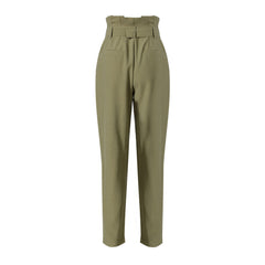 Pantalones elegantes de cintura alta, plisados y con cinturón de color liso