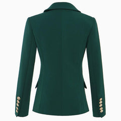 Blazer cruzado de manga larga con solapa de pico, color liso, rosa