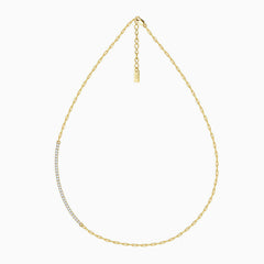 Choker-Halskette mit funkelnden Zirkonia-Büroklammern aus Sterlingsilber