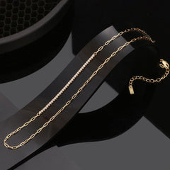 Choker-Halskette mit funkelnden Zirkonia-Büroklammern aus Sterlingsilber